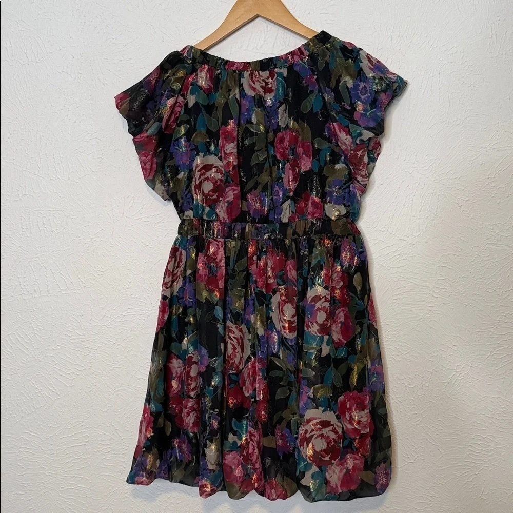 Meet Me in Santorini “Midnight Garden” Flutter Sleeve Mini Dress – NWT – Size M - Picture 7 of 9